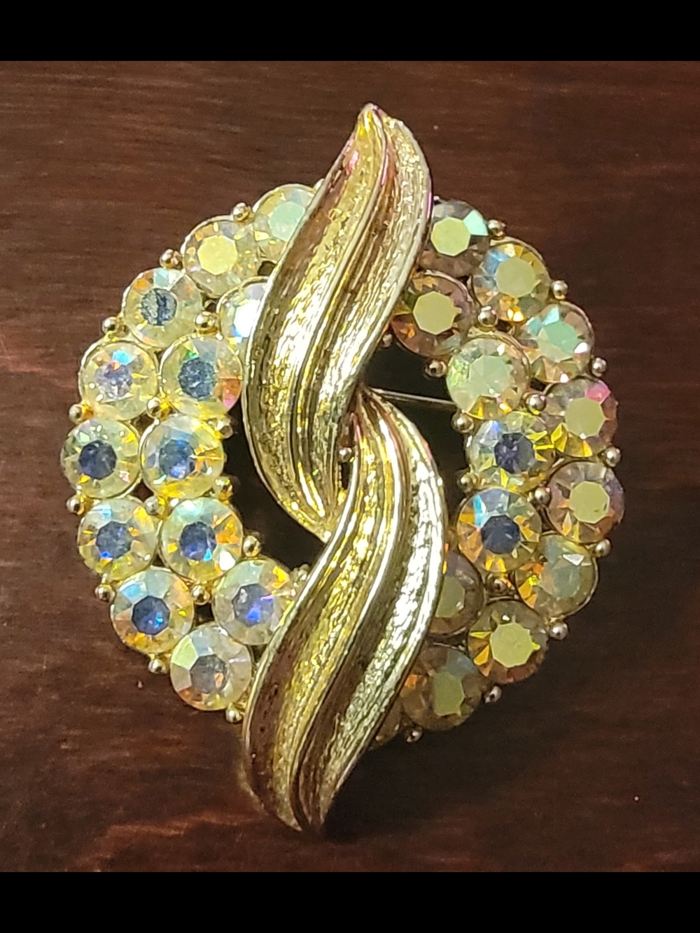 Coro Gold-Tone Aurora Crystal Wreath Brooch